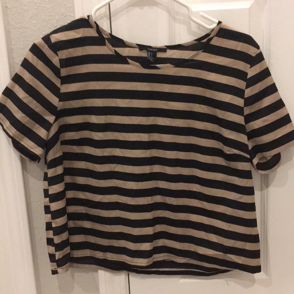 3/$10 F21 Striped Crop Top